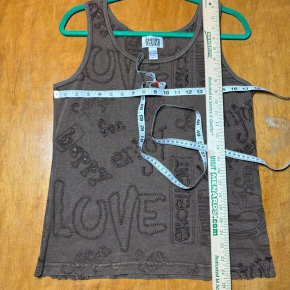 chicos women's vintage embroider tanktop brown size 2 Y2K 100% cotton - Picture 4 of 5